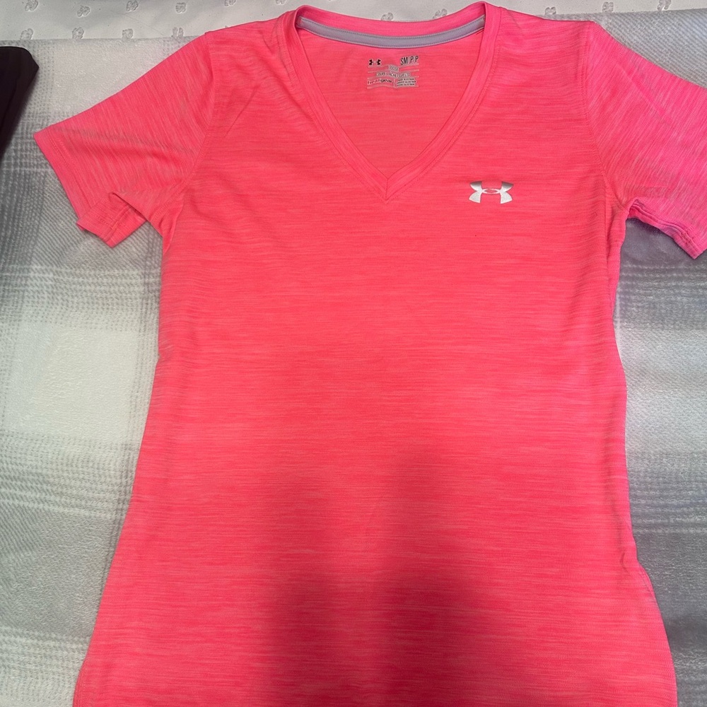 Under Armour Women's Bright Pink V-Neck Tee